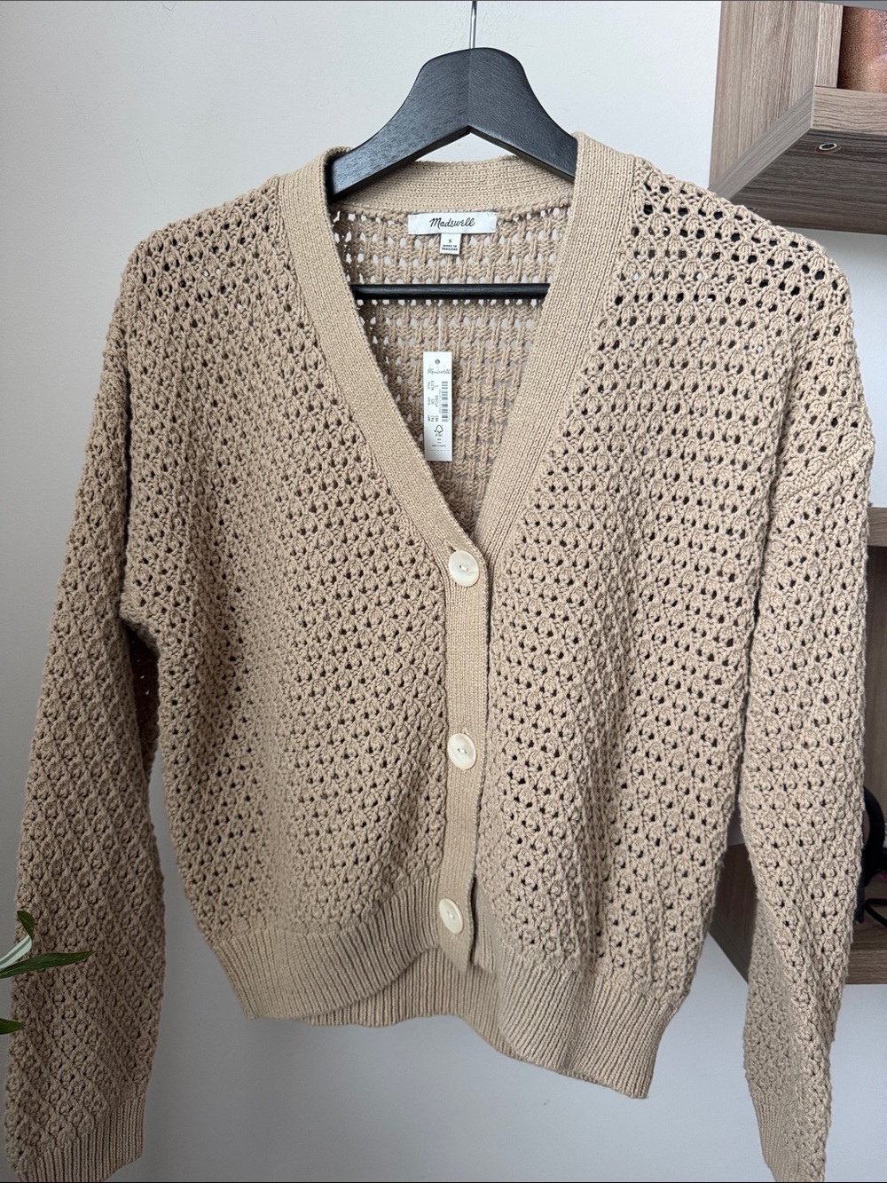 Madewell Open Stitch Cotton Crop Cardigan Size S NWT - Picture 6 of 13